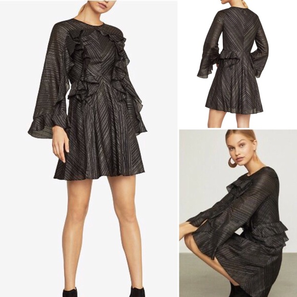 Bcbgmaxazria NWT metallic chiffon dress - Picture 2 of 8